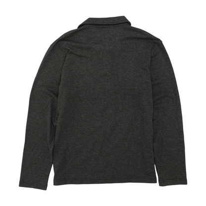 Gray Solid Long Sleeve Polo
