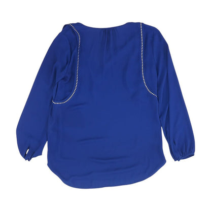 Navy Solid Long Sleeve Blouse