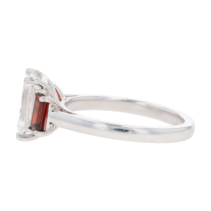 1 3/4 Ct 14K White Gold Lab Grown Diamond With Garnet Accents Engagement Ring