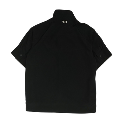 Black Solid Short Sleeve Button Down