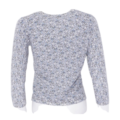 Garnet Hill Blue Floral Cardigan Sweater – Image 2