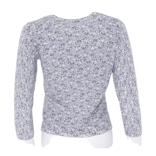 Hover Garnet Hill Blue Floral Cardigan Sweater – Image 2