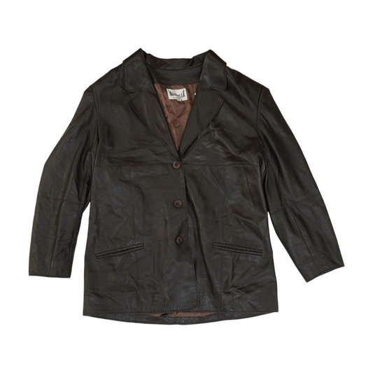 Brown Solid Leather Jacket
