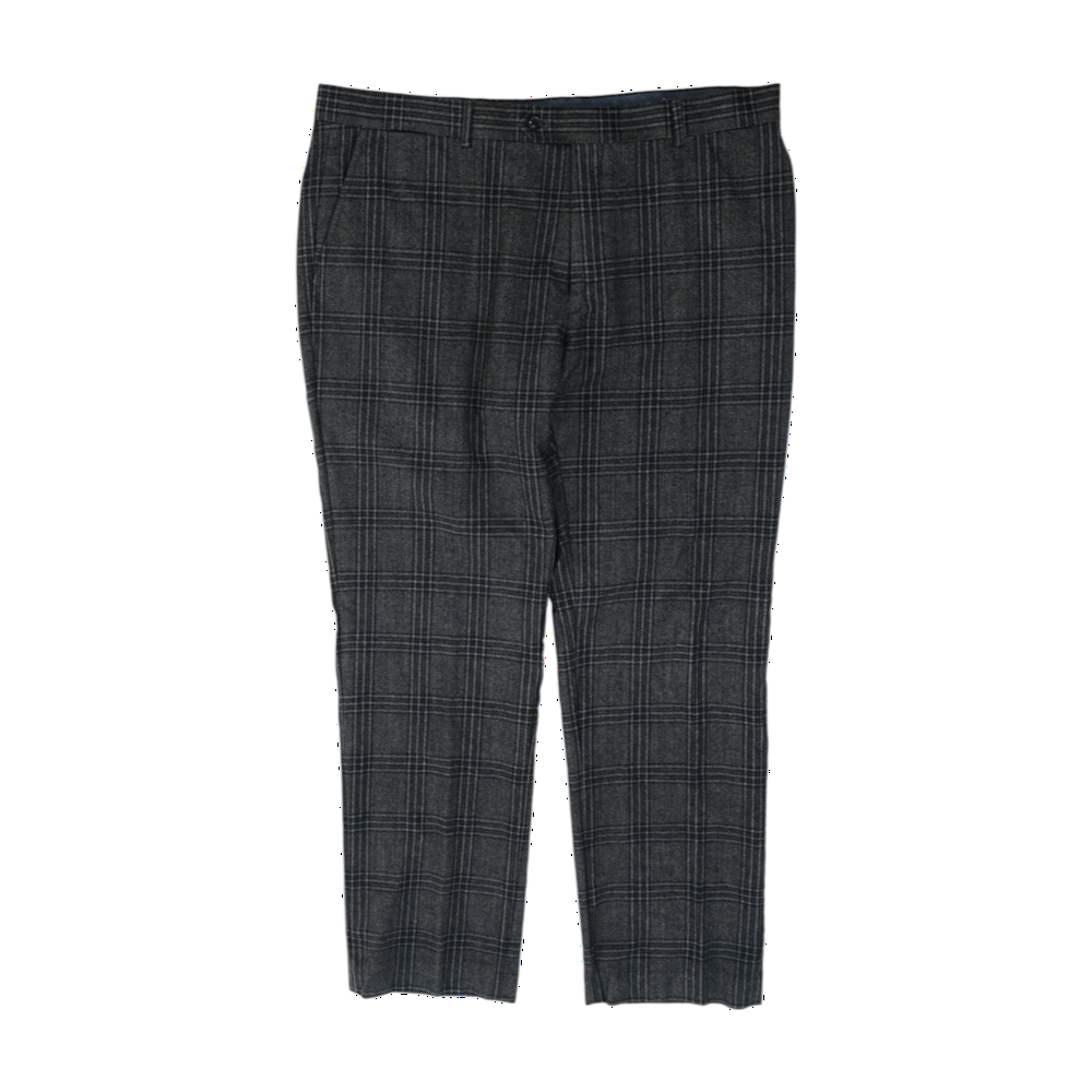 Gray Plaid Regular Pants