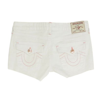 White Solid Denim Shorts