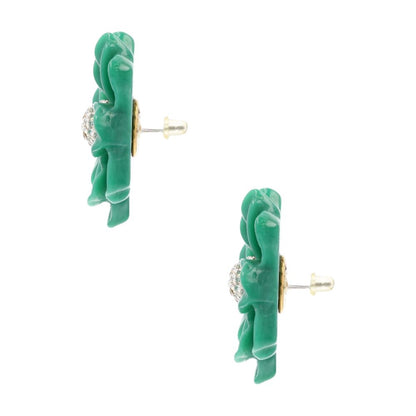 Green Flower Stud Earrings