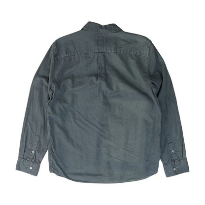 Gray Solid Long Sleeve Button Down