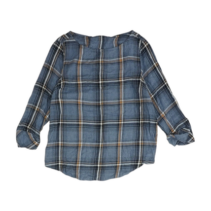 Blue Petite Plaid Blouse