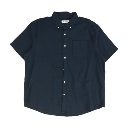 Navy Solid Short Sleeve Button Down