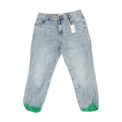 Blue High Rise Straight Leg Jeans