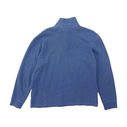 Blue Solid 1/4 Zip Pullover