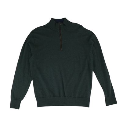 Green Solid 1/4 Zip Sweater