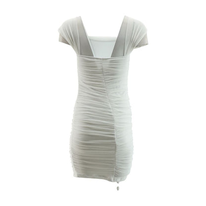White Solid Midi Dress