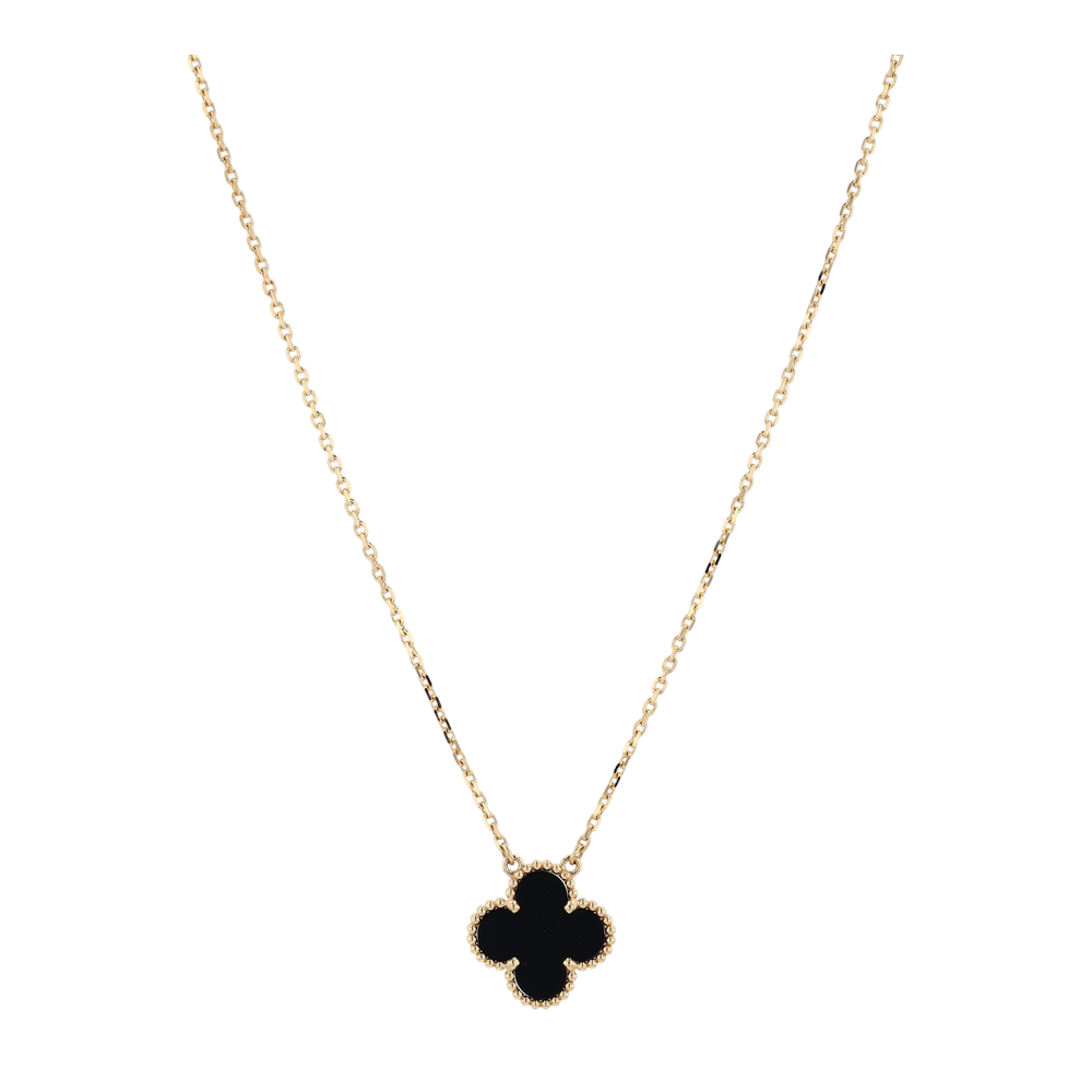 18K Yellow Gold Onyx Pendant Necklace