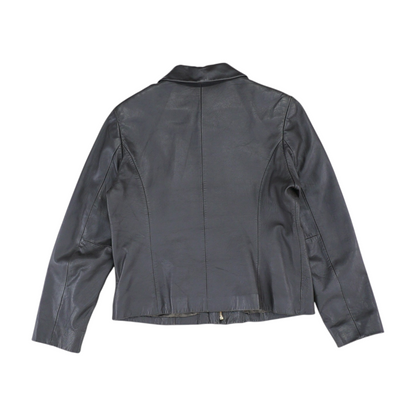 Brown Solid Leather Jacket
