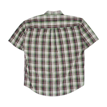 Green Plaid Short Sleeve Button Down