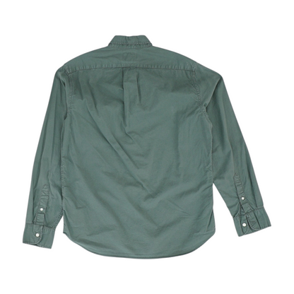 Green Solid Long Sleeve Button Down