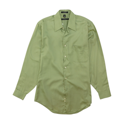 Green Solid Long Sleeve Button Down