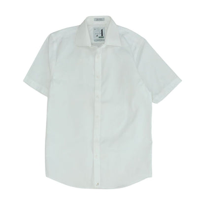 White Solid Short Sleeve Button Down
