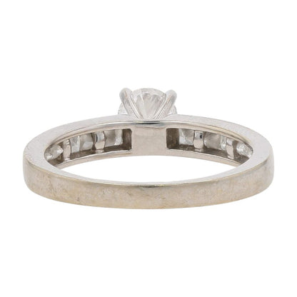 5/8 Ct 18K White Gold Diamond Center And Diamond Accented Shank Engagement Ring