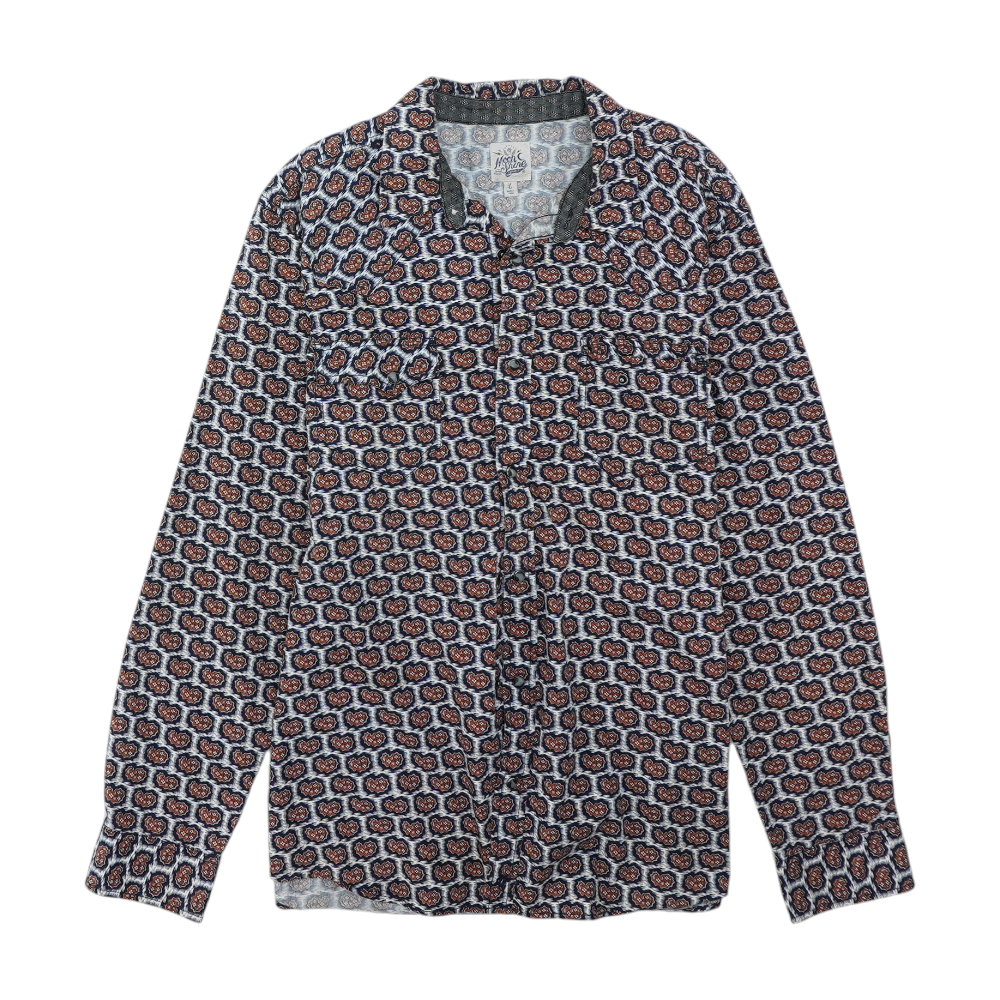 Multi Print Long Sleeve Button Down