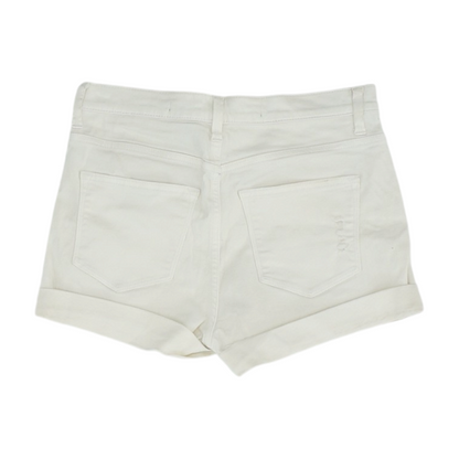 White Solid Denim Shorts