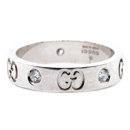 18K White Gold Icon Thin Diamond Logo Band