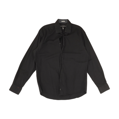 Black Solid Long Sleeve Button Down
