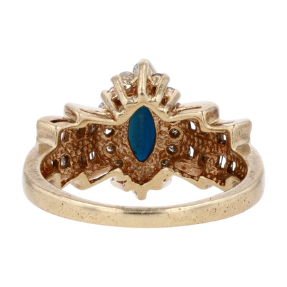 14K Yellow Gold Blue Stone Fashion Ring