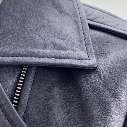 Navy 100% Lamb Leather Jacket