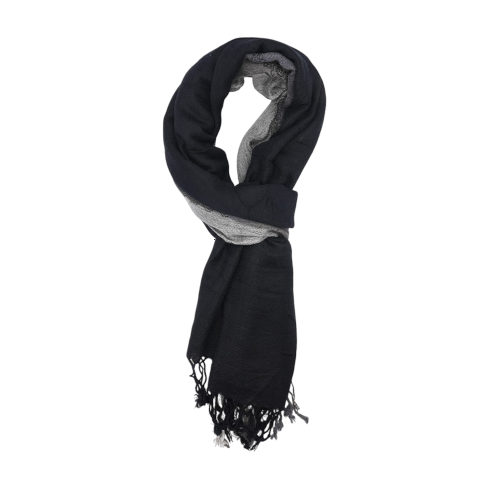 Gray Graphic Cashmere Blend Scarf