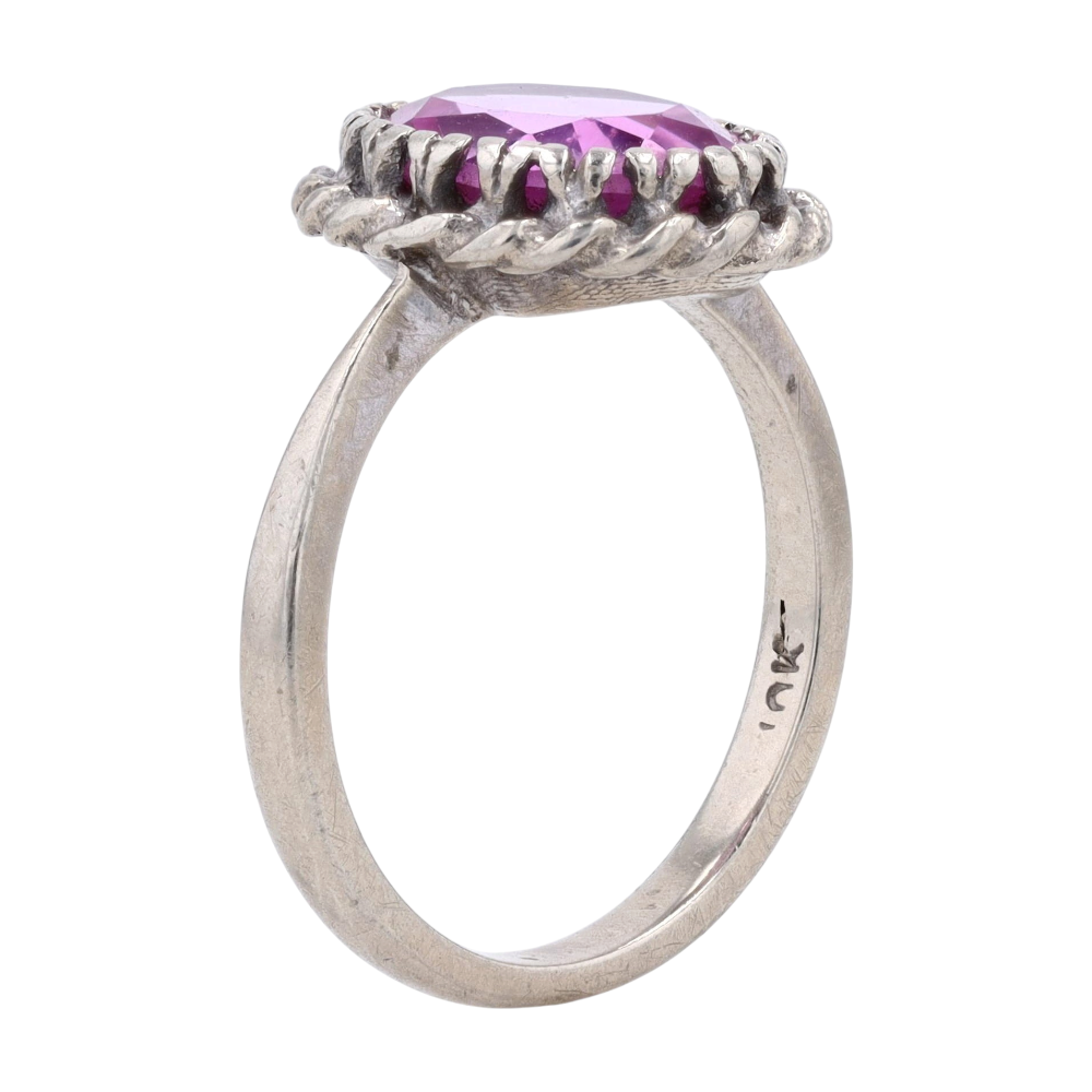 10K White Gold Pink Stone Fashion Ring
