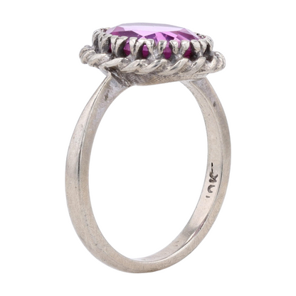 10K White Gold Pink Stone Fashion Ring