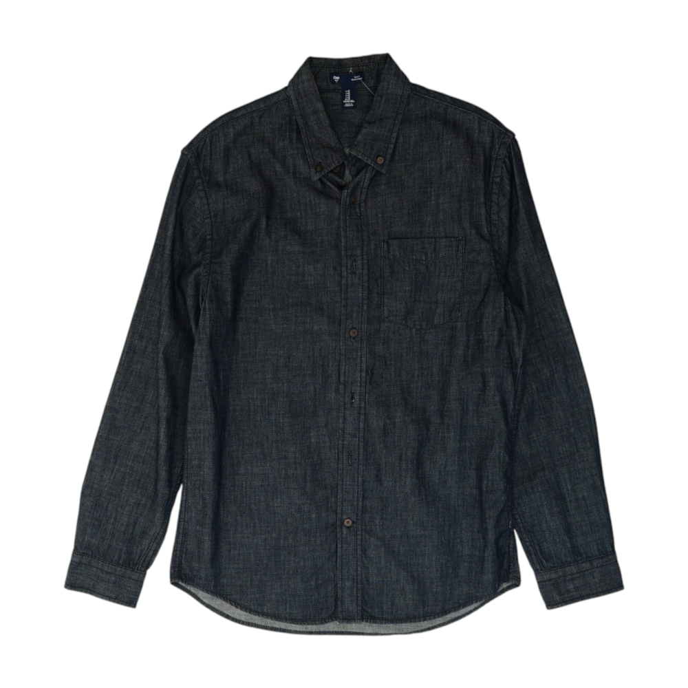Indigo Solid Long Sleeve Button Down