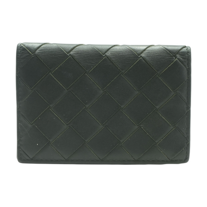 Black Intrecciato Weave Leather Wallet