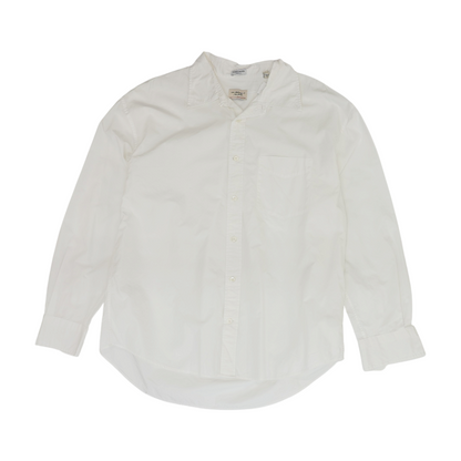 White Solid Long Sleeve Button Down