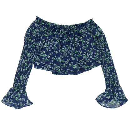 Navy Floral Long Sleeve Blouse