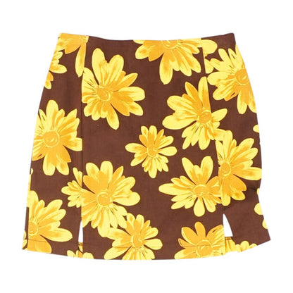 Brown Floral Midi Skirt