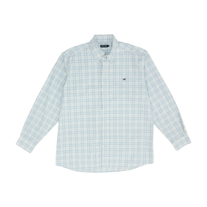 White Plaid Long Sleeve Button Down