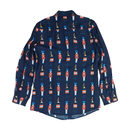 Navy Print Button Down