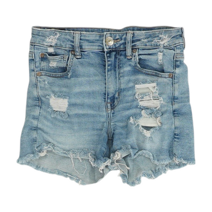 Blue Solid Denim Shorts