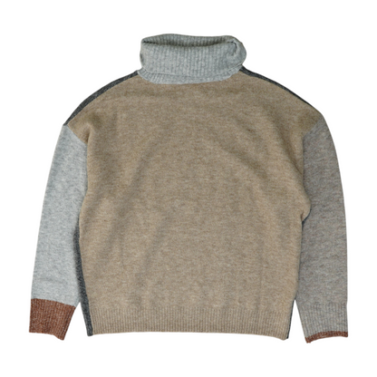 Gray Color Block Pullover Sweater
