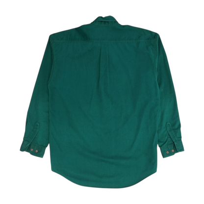 Green Solid Long Sleeve Button Down