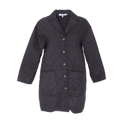 Black Quilted Macrocannage Technical Fabric Coat