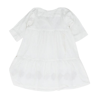 White Solid Midi Dress