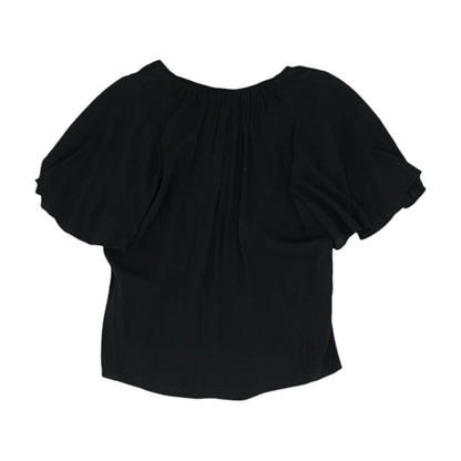 Black Solid Short Sleeve Blouse
