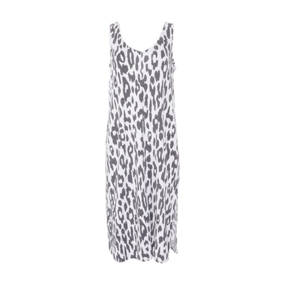White Animal Print Midi Dress