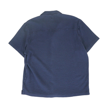 Navy Solid Short Sleeve Button Down