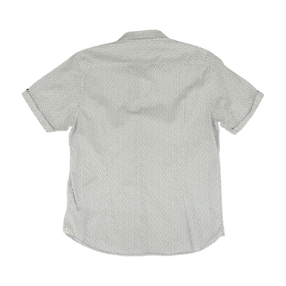 White Print Short Sleeve Button Down