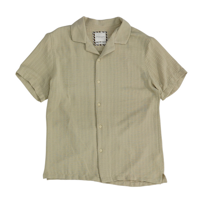 Tan Solid Short Sleeve Button Down